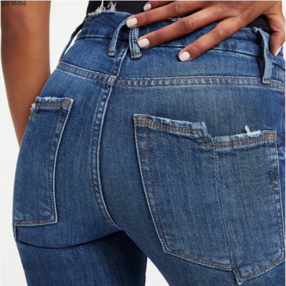 Good American Womens 28 US 6 Straight Leg Split Pocket Distressed Jeans - Picture 2 of 8